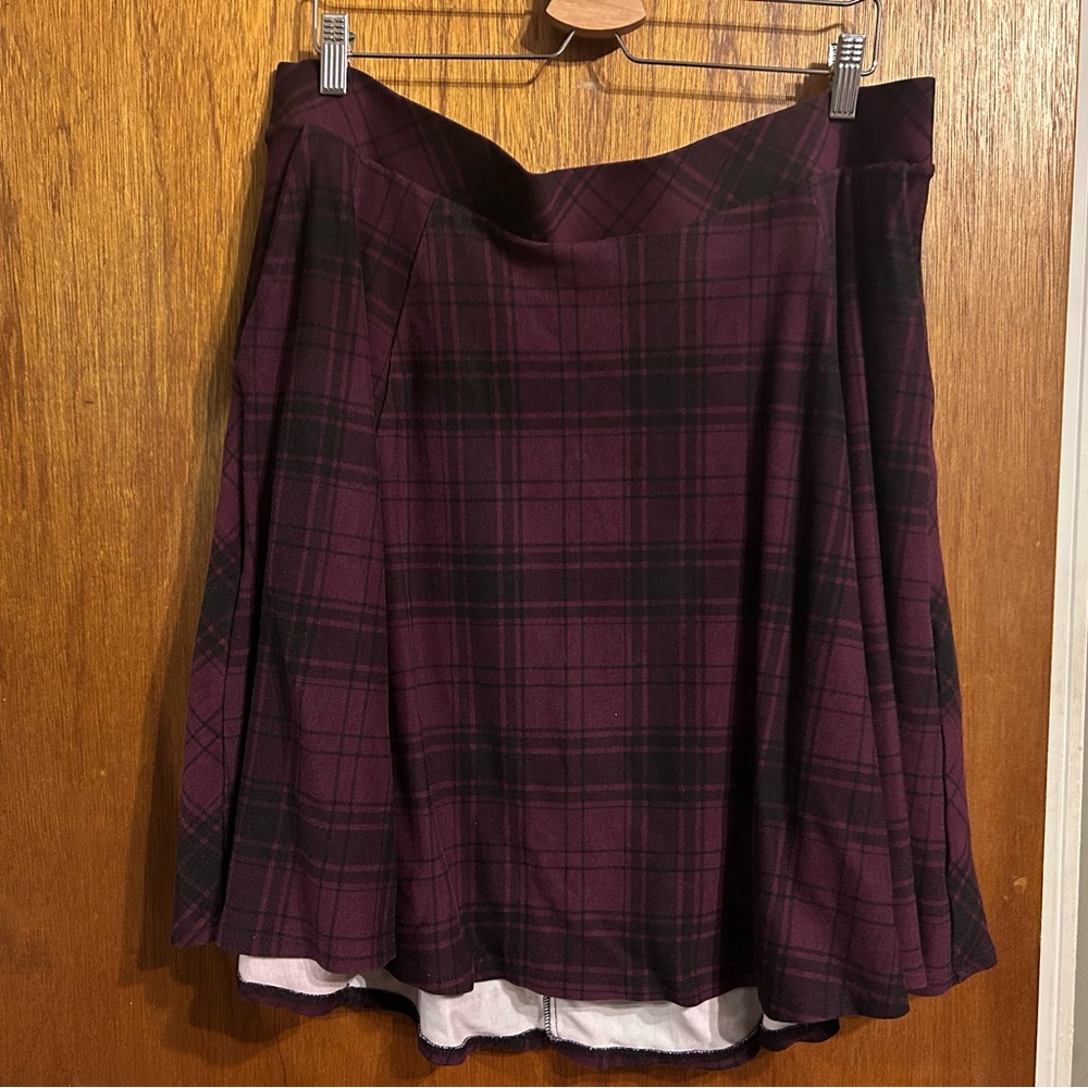 Torrid Burgundy and Black Plaid A-Line Skirt